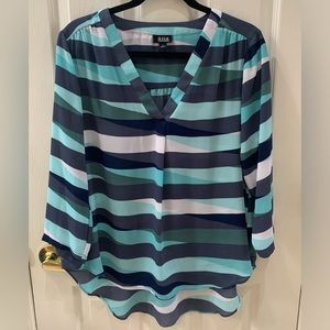 a.n.a stripe semi sheer blouse size L